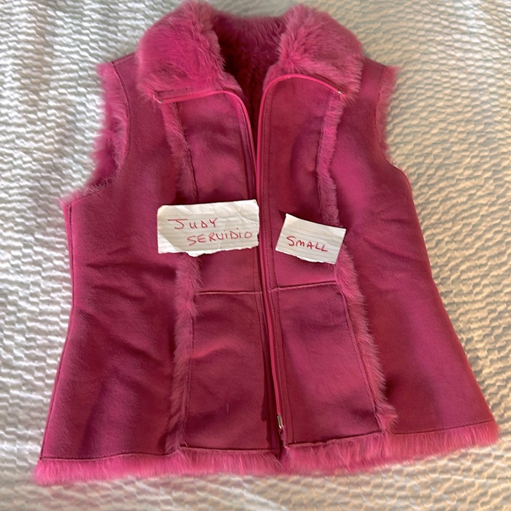 Pink faux fur reversible vest
